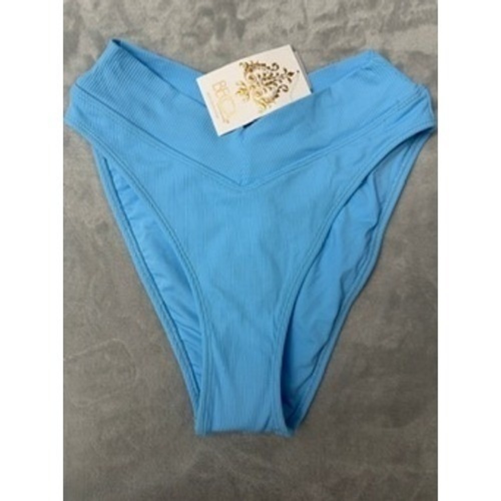 NWT BECCA by Becca Virtue Modern Edge ribbed highwaist bikini bottom L $42 - Picture 2 of 5